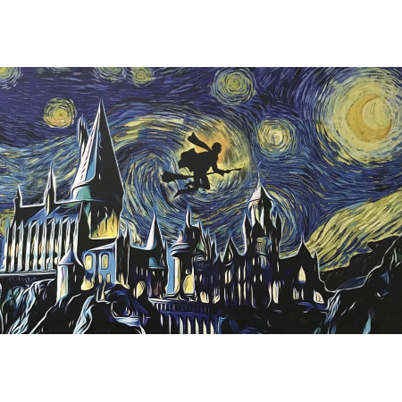 Château de Poudlard sous la Nuit Étoilée Diamond Painting