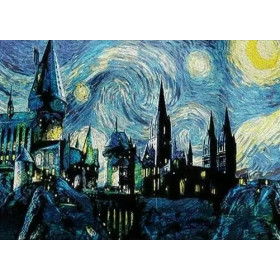 Poudlard sous la Nuit Étoilée Diamond Painting