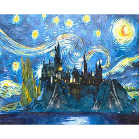 Poudlard sous la Nuit Étoilée Diamond Painting