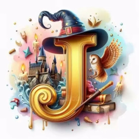 La Lettre Magique 'J' de Poudlard Diamond Painting