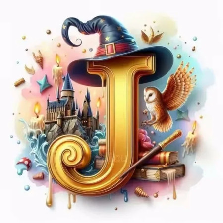 La Lettre Magique 'J' de Poudlard Diamond Painting