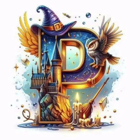 Lettre Magique P de Poudlard Diamond Painting