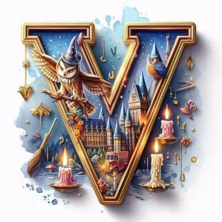 La Lettre V Magique de Poudlard Diamond Painting