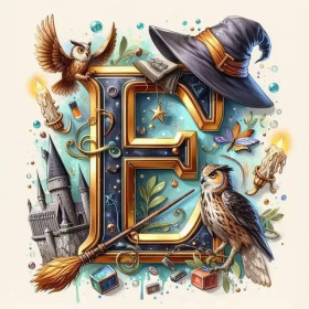 Lettre E Enchantée de Poudlard Diamond Painting