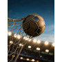 Voetbal In Het Net Bij Avondlicht