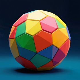 Geometrische Facettenkugel in leuchtenden Farben