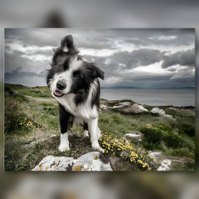 Border Collie esprit libre diamond painting strass brillants toile terminée