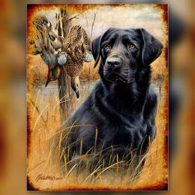 Labrador noir fidèle compagnon de chasse diamond painting strass brillants