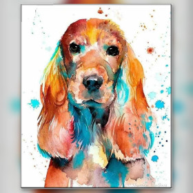 Toile de diamond painting Cocker Spaniel Aquarelle broderie diamant kit complet