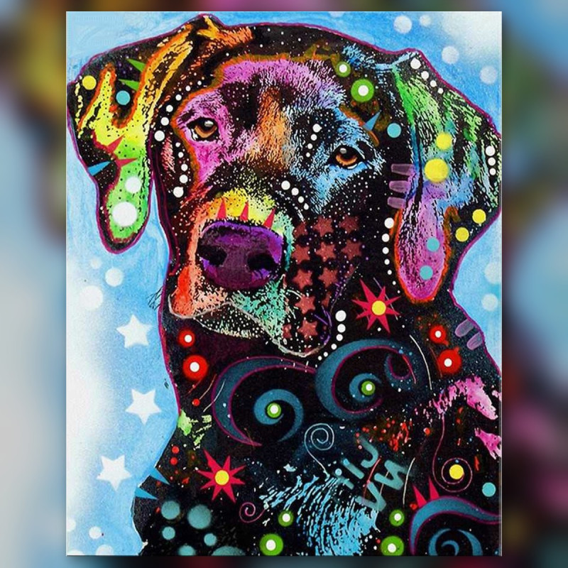 Galaxy Rhinestones Diamond Painting Dog Galaxy Pop Art | Colorful Animal Kit