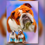 Toile de diamond painting Bulldog Blanc Et Marron broderie diamant kit complet
