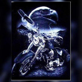 Diamond painting kit Aigle et Moto, Esprit Biker sparkling rhinestones on canvas