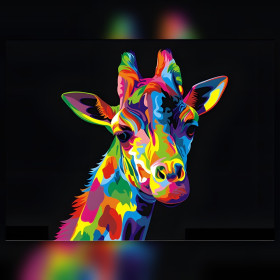 Multicolor pop art giraffe diamond painting with shiny rhinestones