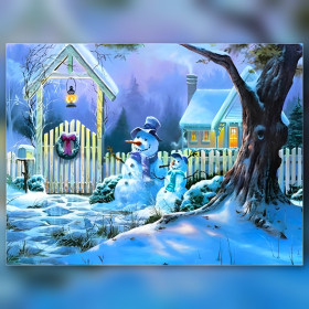 Pupazzo di neve diamond painting strass brillanti scena invernale