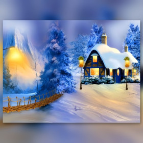 Toile de diamond painting Le Refuge de Noël broderie diamant kit complet
