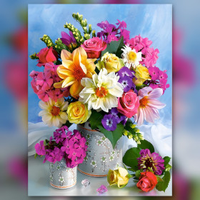 Diamond Painting Set Diamond Painting Bouquet de Printemps Multicolore glitzernde Steine auf Leinwand