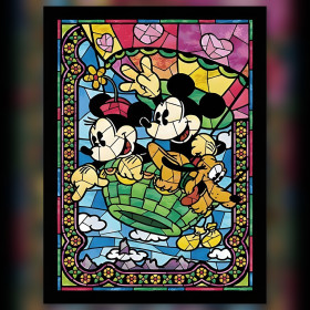 Mickey Minnie Pluto stained glass diamond painting shiny rhinestones kit