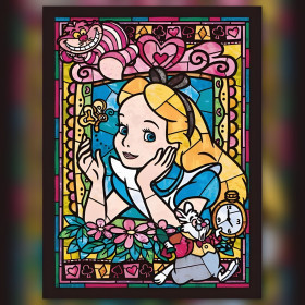 Diamond painting kit Alice au Pays des Merveilles Le Vitrail Enchanté sparkling rhinestones on canvas