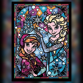 Frozen stained glass diamond painting kit Elsa and Anna sparkling rhinestones artwork