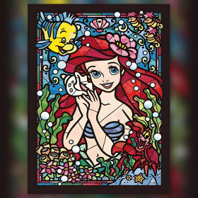 Little Mermaid stained glass diamond painting kit sparkling rhinestones Ariel underwater
