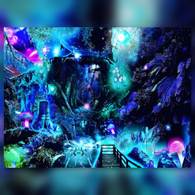 Biolumineszenter Wald Diamond Painting Leinwand glänzende blaue violette Strasssteine