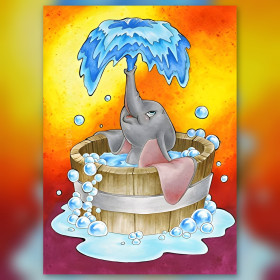 Dumbo Elefant Bad Holzwanne funkelnde Strass Diamantmalerei Kit