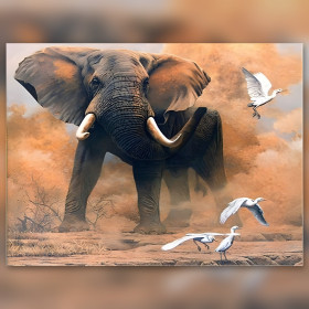 Kit pittura diamante Éléphant, Colosse de la Savane strass scintillanti su tela