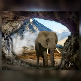 Éléphant gardien montagne toile diamond painting strass brillants