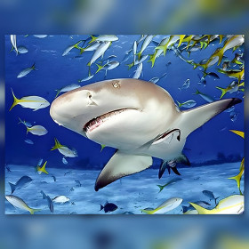 Diamond painting kit Requin et Banc de Poissons fonkelende steentjes op canvas