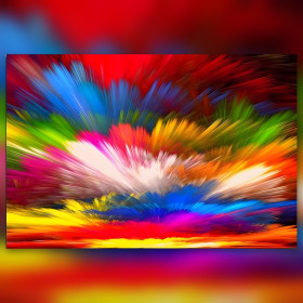 Toile diamond painting terminée explosion de couleurs vives strass brillants