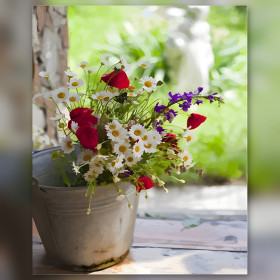 Diamond Painting Set Diamond Painting Bouquet Sauvage dans un Pot Terracotta glitzernde Steine auf Leinwand