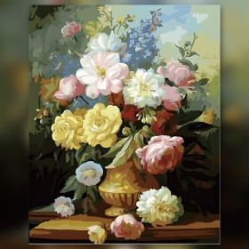 Diamond painting kit Diamond Painting Bouquet de Pivoines et Roses dans un Vase Doré sparkling rhinestones on canvas