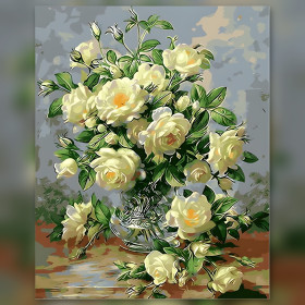 Bouquet di rose bianche diamond painting con strass brillanti