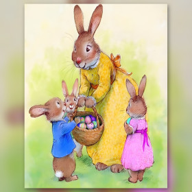 Osterhasen Familie Diamond Painting mit funkelnden Strasssteinen