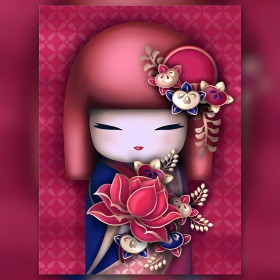 Diamond painting kit Kimono Aiko sparkling rhinestones on canvas