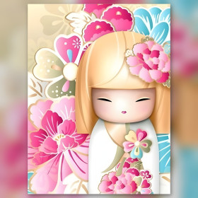 Diamond painting kit Kimono Akinori fonkelende steentjes op canvas