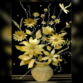 Bouquet di gelsomino giallo e nero diamond painting con strass brillanti