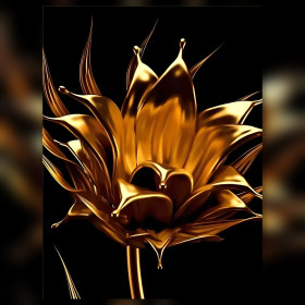 Gouden bloem diamond painting doek glanzende zwarte en gele steentjes