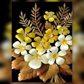 Toile de diamond painting Noires Et Jaunes Inès broderie diamant kit complet