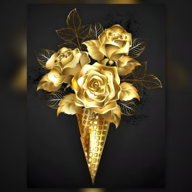 Mazzo di rose dorate nel cono pittura diamante