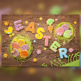 Ostern Diamond Painting bunte Eier Strohnester glänzende Strasssteine fertiges Leinwandbild