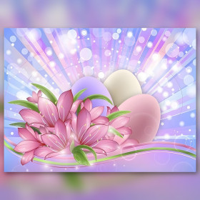 Diamond Painting Leinwand rosa Ostereier und funkelnde Blumen