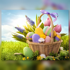 Easter basket colorful eggs flowers shiny diamond painting rhinestones