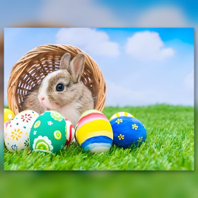 Colorful Easter eggs and bunny diamond painting with shiny rhinestones
