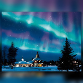 Diamond painting northern lights polar village sparkling rhinestones