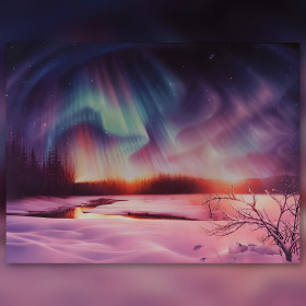 Diamond painting kit Horizon Rose et Brume de Givre sparkling rhinestones on canvas