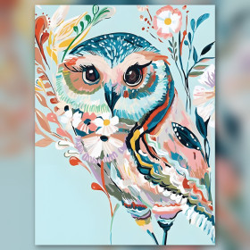 Böhmische Blumen-Eule Diamond Painting glänzende Strasssteine buntes Kunstwerk