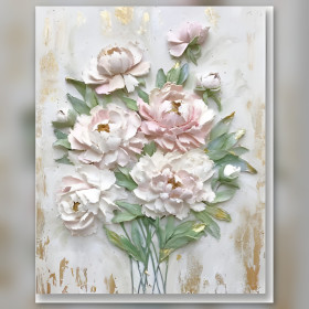 Bouquet de roses et pivoines Naomi en diamond painting strass brillants