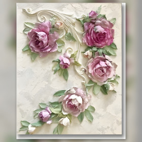 Diamond Painting violette Rosen und Pfingstrosen glänzende Strasssteine auf Leinwand