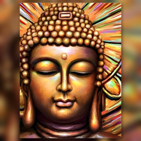 Golden Buddha Sumalee with shiny rhinestones finished diamond painting